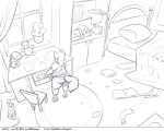 5:4 anthro bed bedroom canid canine clothing comic faf fafcomics female fox furniture greyscale hetty_(faf) inside mammal monochrome solo