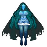 anthro armless big_breasts blue_body breasts cloak clothing female fishnet_clothing fishnet_legwear ice legwear lingerie magic_user scarf solo thigh_highs witch fruitloop-chan blue_monday chroma_(famwammer) avian elemental_creature ghost spirit 1:1 absurd_res hi_res