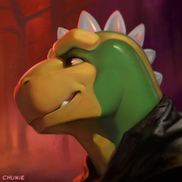 anthro clothing detailed_background green_body green_scales jacket leather leather_clothing leather_jacket leather_topwear male outside red_eyes scales solo spikes topwear yellow_body yellow_scales chunie chunie_(character) lizard reptile scalie 1:1 2018 adobe_photoshop_(artwork) bust_portrait digital_media_(artwork) digital_painting_(artwork) hi_res icon painting_(artwork) portrait