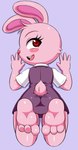 anthro clothed clothing eyelashes feet female foot_fetish fur humanoid_feet pink_body pink_fur plantigrade solo thick_thighs upskirt wide_hips huitu_c pink_rabbit_(huitu_c) lagomorph leporid mammal rabbit hi_res