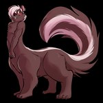 big_tail blush male markings side_view simple_background solo standing striped_markings striped_tail stripes tail tail_markings transparent_background conditional_dnp cupsofjade hammock_(cupsofjade) mammal mephitid skunk taur 1:1 alpha_channel