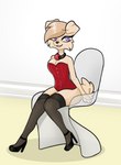 anthro ball_gag bdsm blonde_hair breasts bustier cleavage clothed clothing female footwear gag hair high_heels legwear lingerie panties shoes solo stockings thick_thighs underwear katanagirl lisa_(potato565) canid canine canis domestic_dog mammal pomeranian spitz absurd_res hi_res