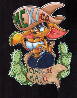 anthro belt big_breasts black_hair blue_eyes bottomwear breasts cactus clothing crop_top female food fur hair hat headgear headwear holidays navel pants plant shirt shortstack solo sombrero taco text thick_thighs topwear wide_hips yellow_body yellow_fur virus-20 cinco_de_mayo sabana_(virus-20) canid canine canis chihuahua domestic_dog mammal toy_dog 2016 english_text spanish_text traditional_media_(artwork)