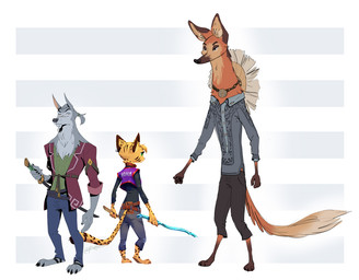 3_toes anthro arnis barefoot barong_(clothing) beard belt big_ears bottomwear chart clothing coat collar denim denim_bottomwear denim_clothing digitigrade ear_piercing ear_ring eyeshadow facial_hair facial_markings feet female filipiniana filipino fluffy fluffy_tail foot_markings fur green_eyes grey_body grey_fur grey_hair group hair hat head_markings head_tuft headgear headwear height_chart holding_object holding_weapon jeans jersey jewelry katana leg_markings long_body long_neck long_sleeve_shirt long_tail makeup male markings melee_weapon narrowed_eyes neck_tuft necklace neutral_expression orange_body orange_fur pants pendant philippines piercing plantigrade pointy_ears rear_view ring_piercing shirt simple_background small_feet snout spots spotted_body spotted_fur straw_hat striped_markings stripes sword tail text text_on_clothing tied_hair toes topwear trio tuft weapon whisker_spots yellow_body yellow_eyes yellow_fur ruffu pepper_in_the_sandbox asukaru_(ruffu) pepper_(ruffu) unnamed_character canid canine canis felid feline fox mammal serval wolf digital_drawing_(artwork) digital_media_(artwork)