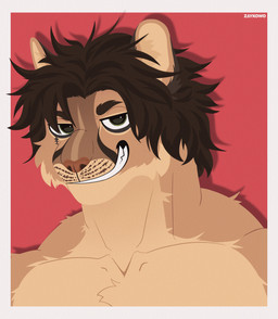 anthro brown_body brown_fur brown_hair fur green_eyes hair long_hair male muscular smile solo zaykowo evandro cougar felid feline mammal pantherine absurd_res hi_res