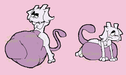 3_fingers abdominal_bulge after_vore all_fours ambiguous_anthro ambiguous_gender ambiguous_pred anthro anthro_pred before_and_after belly belly_on_ground belly_overhang belly_squish big_belly biped black_eyelids bloated blush blush_lines bodily_noises closed_frown digestion digestion_noises extended_sound_effect eye_roll fatal_vore feet fingers frown fully_inside glorp green_text hair half-closed_eyes hands_behind_head hands_behind_own_head hands_on_ground horn huge_belly lidded_eyes looking_at_belly looking_at_own_belly looking_at_self looking_down looking_down_at_belly looking_down_at_self looking_pleasured lying_on_ground monotone_background monotone_hair motion_lines mouth_closed multicolored_body narrowed_eyes nude_ambiguous nude_anthro on_ground one_eye_closed pink_background pink_blush purple_belly purple_body resting_on_belly rumbling_stomach same_size_vore satisfied side_mouth side_view simple_background smile soft_vore solo sound_effect_variant sound_effects squish standing tail text three-quarter_view two_tone_body unimpressed unseen_prey vore vowelless vowelless_sound_effect wavy_mouth wavy_smile white_body white_face white_feet white_hair white_legs wide_hips meatcanister nintendo pokemon daniel_(meatcanister) felid generation_1_pokemon legendary_pokemon mammal mewtwo pokemon_(species) 2026 digital_media_(artwork) english_description flat_colors hi_res pixel_(artwork) male_(lore)