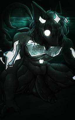 abs anthro balls big_balls big_penis black_balls black_body black_claws black_glans black_hair black_nipples black_penis bodily_fluids bone claws crouching crystal crystal_horn erection fin foreskin genital_fluids genitals glans glowing glowing_body hair half-erect horror_(theme) humanoid_genitalia humanoid_penis leaking_precum male muscular muscular_anthro muscular_male muscular_thighs nipples nude partially_retracted_foreskin pecs penis poolside precum precum_on_penis pseudo_horn rib_cage shark_tail solo swimming_pool translucent translucent_body water white_eyes fe7r8iode kaiju_paradise aquatic fish gootraxian shark wisp_(kaiju_paradise) 2026 digital_drawing_(artwork) digital_media_(artwork)