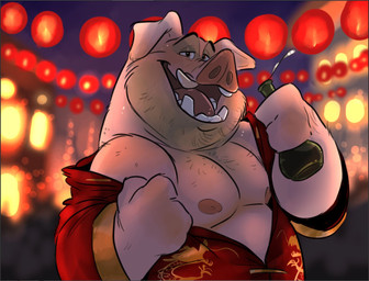 alcohol anthro beard beverage blurred_background detailed_background drunk facial_hair half-closed_eyes holidays lamp lantern male narrowed_eyes night nipples open_mouth overweight overweight_male paper_lantern presenting presenting_nipples smile solo substance_intoxication tusks dead_stray_bear chinese_new_year new_year_2019 anonymous_character domestic_pig mammal suid suine sus_(pig) 2019 cropped digital_drawing_(artwork) digital_media_(artwork) half-length_portrait portrait