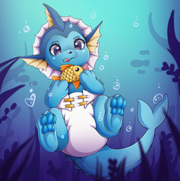 abdl ambiguous_gender anthro diaper diaper_fetish paws solo sweety_(artist) nintendo pokemon eeveelution generation_1_pokemon pokemon_(species) vaporeon hi_res