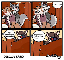 anal anal_penetration anthro anthro_on_anthro anthro_penetrated anthro_penetrating anthro_penetrating_anthro arm_support bathroom being_watched biped black_claws black_eyebrows black_text blush bodily_fluids bottomless brown_body brown_fur camera caught_in_the_act cheek_tuft chest_tuft claws clenched_teeth clothed clothing coat countershade_torso countershading detailed_background dialogue door duo_focus eye_contact eyebrows facial_tuft fingers fluffy fluffy_tail from_behind_position fur grey_body grey_clothing grey_fur grey_topwear group head_tuft holding_object inner_ear_fluff inside leaning leaning_forward looking_at_another looking_back looking_pleasured low-angle_view male male/male male_focus male_penetrated male_penetrating male_penetrating_male multicolored_tail one_eye_closed open_mouth penetration penile recording red_clothing red_topwear sex side_view speech_bubble standing surprised sweat tail tan_body tan_fur teeth text three-quarter_view toony topwear tuft white_body white_countershading white_fur white_text yellow_eyes kaohto canid canine canis mammal wolf 2019 comic dated digital_drawing_(artwork) digital_media_(artwork) english_text multiple_scenes signature
