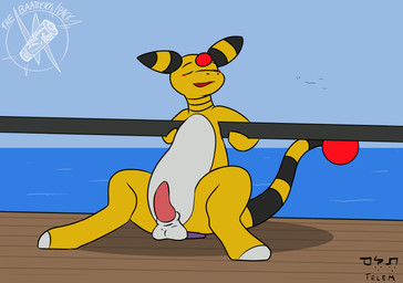 anal anal_fluids balls blush bodily_fluids countershade_torso countershading dildo eyes_closed genitals knot knotted_dildo male masturbation penis sea sex_toy short_loop solo water yellow_body telem absurd_res animated frame_by_frame hi_res