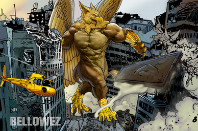 4_toes 5_fingers abs aircraft anthro beak biped brown_body brown_fur building building_destruction city city_background city_crushing city_destruction cityscape claws crush destruction feathered_wings feathers feet finger_claws fingers fur helicopter house macro macro_anthro macro_male male muscular muscular_anthro muscular_male nude open_mouth outside paws rampage sky smile smoke solo stomping tail toe_claws toes vehicle wings bellowez mythology carpo avian gryphon mythological_avian mythological_creature