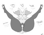 after_sex anthro black_body black_nose bodily_fluids butt can't_feel_legs cheek_tuft cum cum_in_pussy cum_inflation cum_inside cute_fangs dialogue drooling ear_tuft facial_tuft fangs feet female fucked_silly fur genital_fluids genitals grey_body grey_fur half-closed_eyes inflation looking_pleasured lying master motion_lines narrowed_eyes offscreen_character on_back pawpads paws presenting presenting_pussy pussy saliva shaking simple_background soles solo tears teeth text toes tongue tuft white_background white_body white_fur white_pawpads jeffthehusky nintendo pokemon braixen canid canine generation_6_pokemon mammal pokemon_(species) english_text greyscale hi_res monochrome