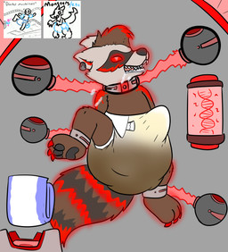 anthro bdsm bondage bound diaper erection erection_in_diaper feces male simple_background soiled_diaper solo technology tenting unclean_diaper used_diaper yourfur guardians_of_the_galaxy marvel marvel_rivals rocket_raccoon mammal procyonid raccoon hi_res