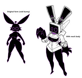 anthro big_breasts big_ears biped black_body black_fur black_tail breasts cheek_tuft claws clothed clothing facial_tuft featureless_breasts female for_a_head fur hollow_eyes nude nude_anthro nude_female simple_background solo tail text thick_thighs tuft white_background wide_hips sabgong lagomorph leporid mammal rabbit english_text hi_res
