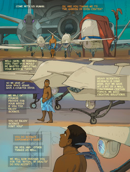 1_eye 5_fingers aircraft airplane ambiguous_gender black_hair brown_body brown_skin clothed clothing covering covering_crotch covering_self dark_body dark_skin dialogue drone_(vehicle) feet female feral fingers group hair imminent_sex jet larger_female looking_back machine male male/female mechadendrites mostly_nude mostly_nude_human mostly_nude_male narrowed_eyes not_furry open_mouth partially_clothed sharp_teeth size_difference smaller_male squint teeth text vehicle ratbat nasa endeavour_(space_shuttle) animate_inanimate dire_aircraft dire_machine dire_vehicle human living_aircraft living_machine living_vehicle mammal 2021 comic digital_drawing_(artwork) digital_media_(artwork) english_text hi_res signature watermark