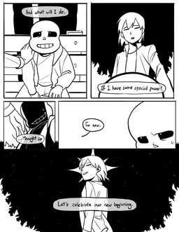 ambiguous_gender anthro bench bone clothed clothing dialogue duo male manipulation manipulative murderer narrowed_eyes night open_mouth plant skeleton solo speech_bubble star text tree newnap undertale undertale_(series) frisk_(undertale) sans_(undertale) animated_skeleton human humanoid mammal monster undead comic english_text hi_res monochrome