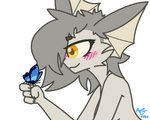 anthro blush blush_lines female grey_body solo alxdraws nintendo pokemon lunastrum ambient_arthropod ambient_butterfly ambient_insect arthropod butterfly eeveelution generation_1_pokemon insect lepidopteran pokemon_(species) vaporeon 5:4