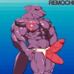 2_penises anthro big_penis clothing genitals huge_penis humanoid_genitalia humanoid_penis male multi_genitalia multi_penis muscular muscular_anthro muscular_male penis solo standing tail underwear remochi fish marine shark hi_res