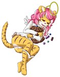 angel_costume anthro anus bottomless butt candy clothed clothing costume dessert eyes_closed fake_wings female food fur genitals hair halo panties panties_down partially_clothed pink_hair pussy sleeping solo underwear underwear_down yellow_body yellow_fur young young_anthro young_female aelyrin peseta felid mammal pantherine tiger