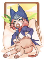 anthro anus blue_eyes bottomless butt butt_jiggle clothed clothing dessert doughnut fangs female food fur genitals hair heart_eyes heart_symbol jiggling looking_at_viewer nude pastry pussy simple_background solo spread_butt spreading tan_body tan_fur teeth whiskers yellow_sclera poverty_(p9) capcom monster_hunter monster_hunter_stories monster_hunter_stories_2:_wings_of_ruin tsukino_(monster_hunter_stories) felid feline felyne lynian mammal palico 2021 2d_animation animated digital_media_(artwork) no_sound short_playtime webm