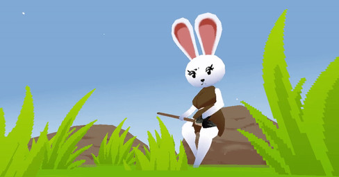 anthro black_eyebrows black_eyes black_nose bottomwear breast_jiggle breasts brown_bottomwear brown_clothing brown_skirt brown_topwear clothing eyebrows eyelashes eyeshadow female fur grass holding_melee_weapon holding_object holding_polearm holding_spear holding_weapon jiggling leaning_against_object low-angle_view makeup melee_weapon plant polearm rabbit_ears raised_eyebrow rock sharpening_weapon skirt solo spear topwear weapon white_body white_fur worm's-eye_view jubb volatile_gases lagomorph leporid mammal rabbit 2023 3d_(artwork) 3d_animation animated digital_media_(artwork) loop short_playtime