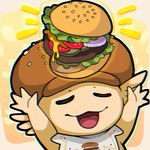 anthro burger clothing eyes_closed food hamburger_bun hamburger_patty hat headgear headwear kerchief male neckerchief neckwear solo dclaretxrevolt bandai_namco digimon burgermon digimon_(species)