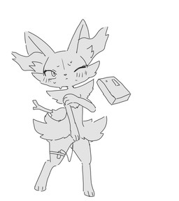 3_fingers 3_toes :< anthro anthro_penetrated arm_tuft biped blush blush_lines bodily_fluids cheek_tuft chest_tuft controller digitigrade eyelashes facial_tuft feet female female_anthro female_penetrated fingers flat_chested front_view fur inner_ear_fluff looking_up nude nude_anthro nude_female object_in_tail one_eye_closed penetration pointy_ears prick_ears remote_control remote_controlled_vibrator sex_toy sex_toy_in_vagina sex_toy_insertion shoulder_tuft simple_background solo standing stick stick_in_tail sweat sweatdrop tail toes tuft vaginal vaginal_penetration vibrator vibrator_in_vagina white_background hurai_of_kaki nintendo pokemon braixen canid generation_6_pokemon mammal pokemon_(species) 2024 digital_drawing_(artwork) digital_media_(artwork) full-length_portrait greyscale hi_res monochrome portrait source_request