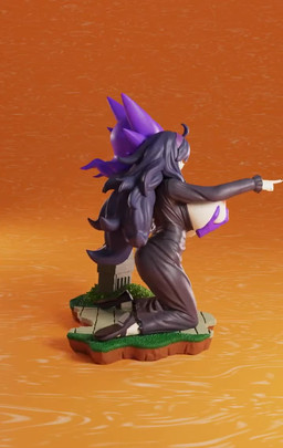 accessory ahoge ambiguous_gender areola big_breasts big_butt big_hair big_tongue breast_grab breasts butt clothing disembodied_hand dress duo exposed_breasts female gesture hair hair_accessory hairband hand_gesture hand_on_breast holding_object holding_pokeball huge_breasts kneeling long_hair long_tongue nipples open_mouth open_smile orange_background pale_body pale_skin pink_areola pink_nipples pointing pokeball purple_body purple_clothing purple_dress purple_eyes purple_hair red_tongue simple_background smile thick_thighs tombstone tongue tongue_out wide_hips polybitsart nintendo pokemon hex_maniac generation_1_pokemon ghost haunter human mammal pokemon_(species) spirit 3d_(artwork) animated digital_media_(artwork) no_sound short_playtime turntable_(animation) video