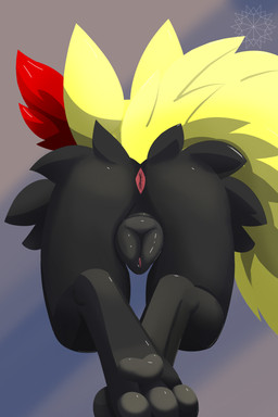 3_toes animal_genitalia animal_vulva anthro anus bent_over black_vulva butt canine_genitalia canine_vulva feet female genitals paws soles solo toes vulva lewdkitten069 nintendo pokemon braixen generation_6_pokemon pokemon_(species) 2:3 absurd_res hi_res