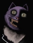 2024 anthro black_background chest_tuft clothing colored creepy creepy_face creepy_smile digital_media_(artwork) domestic_cat fangs fear_and_hunger felid feline felis green_sclera hi_res jacket looking_at_viewer male mammal nightmare_fuel open_mouth pink_nose pocketcat_(fear_&_hunger) popukon purple_body purple_clothing purple_jacket purple_topwear shadow_face sharp_teeth simple_background smile solo teeth topwear tuft whiskers white_tuft yellow_eyes