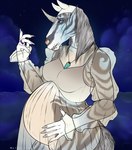 anthro bonnet butt clothed clothing female headgear headwear horn pregnant pregnant_anthro solo tail mythrillen celtic_mythology european_mythology mythology reinix_morningstar equid equine horse kelpie mammal mythological_creature mythological_equine winged_draft_kelpie