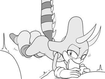 anthro ass_up balls butt fellatio female genitals hanging_from_ceiling hanging_from_tail holding_balls horn licking male male/female markings nude offscreen_male on_top oral penile sex size_difference solo stealth_sex striped_markings striped_tail stripes tail tail_markings tight_fit tongue tongue_out tongue_out_fellatio tongue_showing 4chan_anon emerald_the_iguana fan_character human iguana iguanid lizard mammal reptile scalie monochrome