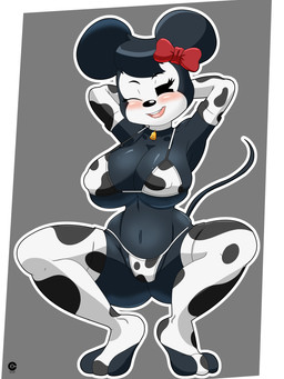 animal_print animal_print_bikini anthro bikini breasts clothing cow_print cow_print_bikini female pattern_bikini pattern_clothing pattern_swimwear pose ribbons solo swimwear two-piece_swimsuit cranebear disney minnie_mouse house_mouse mammal mouse murid murine rodent 3:4 absurd_res hi_res pinup