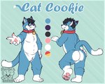 alternate_species belly big_belly collar male overweight overweight_male paws solo tail sharkall cookie_(nick-sona) domestic_cat felid feline felis mammal painted_(disambiguation) absurd_res full-length_portrait hi_res model_sheet portrait