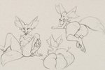 anthro big_butt breasts butt digitigrade ear_tuft female genitals humanoid_genitalia humanoid_pussy multiple_poses nipples paws pose pussy simple_background solo spread_legs spreading thick_thighs tuft wide_hips lf nintendo pokemon braixen generation_6_pokemon pokemon_(species) 2021 sketch