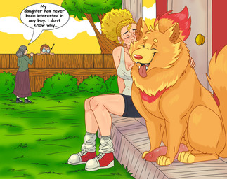 animal_genitalia animal_penis bestiality big_penis canine_genitalia canine_penis clothed clothed_female clothed_human clothing comic_panel erection faceless_character faceless_female female female_human female_on_feral feral fully_clothed fully_clothed_female fully_clothed_human genitals group human_on_feral interspecies knot knotted_penis male male/female outside paws penis pokephilia sitting text voyeur cajuzinho02 nintendo pokemon pokemon_winds_and_waves fan_character canid canine generation_10_pokemon human mammal pokemon_(species) pombon 2026 colored digital_drawing_(artwork) digital_media_(artwork) english_text hi_res meme daughter_(lore) mother_(lore) mother_and_child_(lore) mother_and_daughter_(lore) parent_(lore) parent_and_child_(lore) parent_and_daughter_(lore)