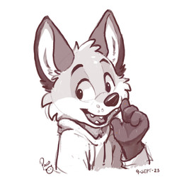anthro cheek_tuft clothed clothing facial_tuft fangs front_view glistening glistening_eyes head_tuft hoodie logo male male_anthro open_mouth open_smile simple_background smile solo teeth tongue topwear tuft young young_anthro young_male pandapaco biro_(pandapaco) canid canine fox mammal 2023 artist_logo bust_portrait dated hi_res monochrome portrait signature sketch