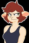 anthro clothing confusion disapproval disgust female green_eyes hair shirt short_hair simple_background solo tank_top topwear transparent_background breeziebrie lulu_(breezie_brie) bovid caprine mammal sheep alpha_channel hi_res