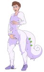 andromorph anthro clothing drippy expansion gender_transformation generation_6_pokemon genitals goo_creature goo_transformation goodra growth hi_res hip_expansion human intersex mammal mta_transformation mti_transformation narusewolf nintendo pickit pokemon pokemon_(species) pussy slime solo tail tail_growth transformation