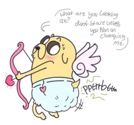 anthro bodily_noises diaper feces male pooping soiled_diaper soiling soiling_diaper solo text unclean_diaper used_diaper using_diaper anonymous_artist adventure_time cartoon_network cupid jake_the_dog canid canine canis domestic_dog mammal english_text