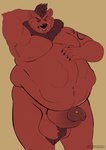 anthro balls belly big_belly erection fully_inside genitals hand_on_belly licking licking_lips male overweight overweight_male penis same_size_vore solo tongue tongue_out vore clovishusky bear mammal hi_res