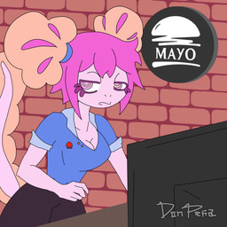 abs anthro anthro_penetrated armwear bandeau bed bedroom_eyes blush blushing_profusely bouncing_breasts breasts butt cleavage clothed clothing clothing_lift duo elbow_gloves electronics embarrassed eyelashes fade_to_black fast_food_employee fast_food_restaurant fast_food_uniform female female_penetrated furniture genitals gill_hair gloves grey_body grey_skin hair handwear heart_eyes heart_symbol holding_object holding_phone legwear looking_at_viewer lying lying_on_bed male male/female male_penetrating male_penetrating_female medium_breasts narrowed_eyes non-mammal_breasts non-mammal_hair on_bed on_side penetration penile penile_penetration penis phone pink_body pink_eyes pink_hair pink_skin pose presenting presenting_hindquarters pseudo_hair red_faced ruined_reputation seductive sex shirt shirt_lift small_waist sweating_profusely swimwear t_square_position tail teeth thick_tail thigh_highs topwear twisted_sex two-piece_swimsuit under_boob don_pena sound_warning vitzy_(vitzypie) ambiguous_species amphibian aquatic axolotl mole_salamander salamander 1:1 2d_animation animated hi_res short_playtime sound video