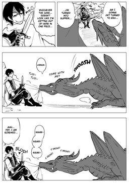 cape clothing comic dragon english_text flirting horn human interspecies male mammal melee_weapon monochrome sanzo size_difference sword text translated weapon wings

Rating: Safe
Score: 30
User: MidoriTranslates
Date: October 15, 2015