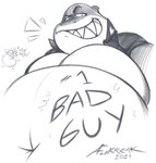 anthro belly biped clothed clothing countershading heart_clothing heart_symbol male moobs navel overweight overweight_anthro overweight_male solo text afurreak dreamworks the_bad_guys lord_aen mr._shark_(the_bad_guys) fish marine shark 2021 absurd_res hi_res