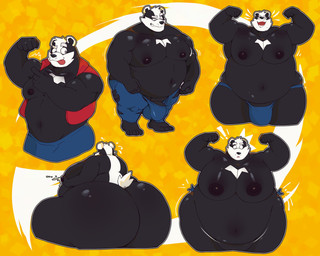 anthro belly biceps big_belly big_butt big_moobs black_body black_nose bodily_fluids bottomwear bulge butt clothing genitals lactating male male_lactation moobs navel nipples overweight overweight_male pants pecs penis sitting solo tongue tongue_out underwear white_body swirlzeez bradley_the_badger_(game) bradley_(bradley_the_badger) badger mammal mustelid musteline 2025 absurd_res hi_res