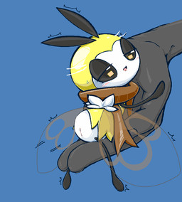 ambiguous_gender blue_background disembodied_hand duo female feral genitals humanoid_hands simple_background solo_focus stick_arms stick_calves stick_legs stick_limbs stick_thighs thin_legs thin_thighs vulva white_body yellow_body sanusanu nintendo pokemon arthropod generation_7_pokemon pokemon_(species) ribombee