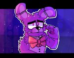 4_fingers anthro black_nose button_(fastener) cheek_tuft eyebrows facial_tuft fingers fur grey_body machine male pawpads purple_background purple_body purple_fur purple_pawpads ribbons simple_background solo teeth tuft mrpandhew five_nights_at_freddy's scottgames bonnie_(fnaf) animatronic lagomorph leporid mammal rabbit robot 2019 hi_res unavailable_at_source