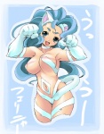 blue_eyes blue_hair bouncing_breasts breasts cat_tail fangs female hair long_hair open_mouth paws solo tail teeth qtron capcom darkstalkers vampire_(game) felicia_(darkstalkers) animal_humanoid cat_humanoid felid felid_humanoid feline feline_humanoid humanoid mammal mammal_humanoid hi_res