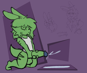 anthro anus balls big_penis bodily_fluids butt clothed clothing cum cumshot ejaculation erection excessive_cum excessive_genital_fluids fur genital_fluids genitals hair huge_penis humanoid_genitalia humanoid_penis infinite_cum infinite_genital_fluids licking male orgasm penile penis self_lick simple_background solo tail text tongue cinnamoncaker_(artist) mint_(mintcake) lagomorph leporid mammal rabbit animated digital_media_(artwork) hi_res